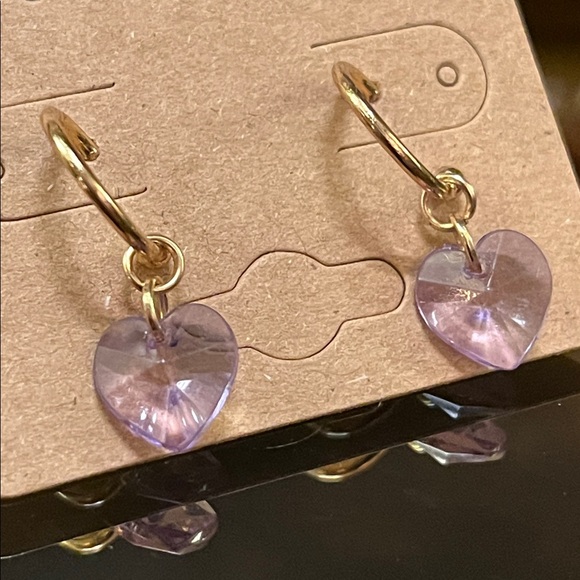 Jewelry - Crystal Heart Hoop Earrings